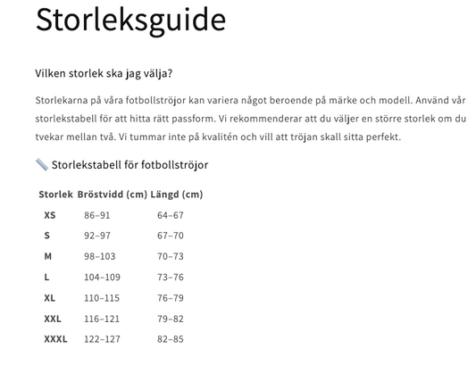 storleksguide-fotbollstrojor